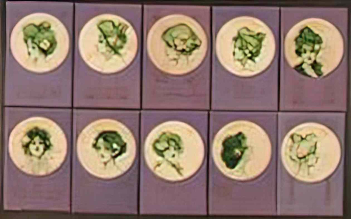 Raphael Kirchner girls faces in a circle on violet Art A4 Photo Print