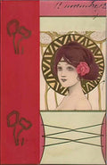 Raphael Kirchner girls faces with red border 1 Art A4 Photo Print