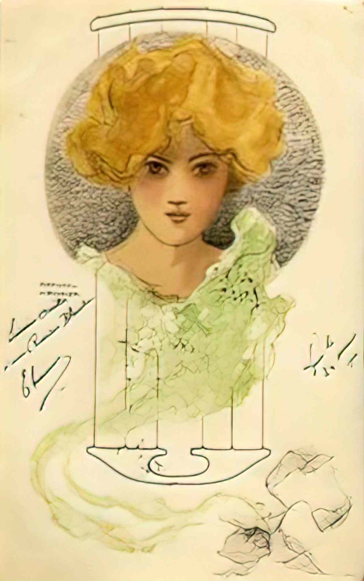 Raphael Kirchner girls heads in a circle 1901 2 Art A4 Photo Print