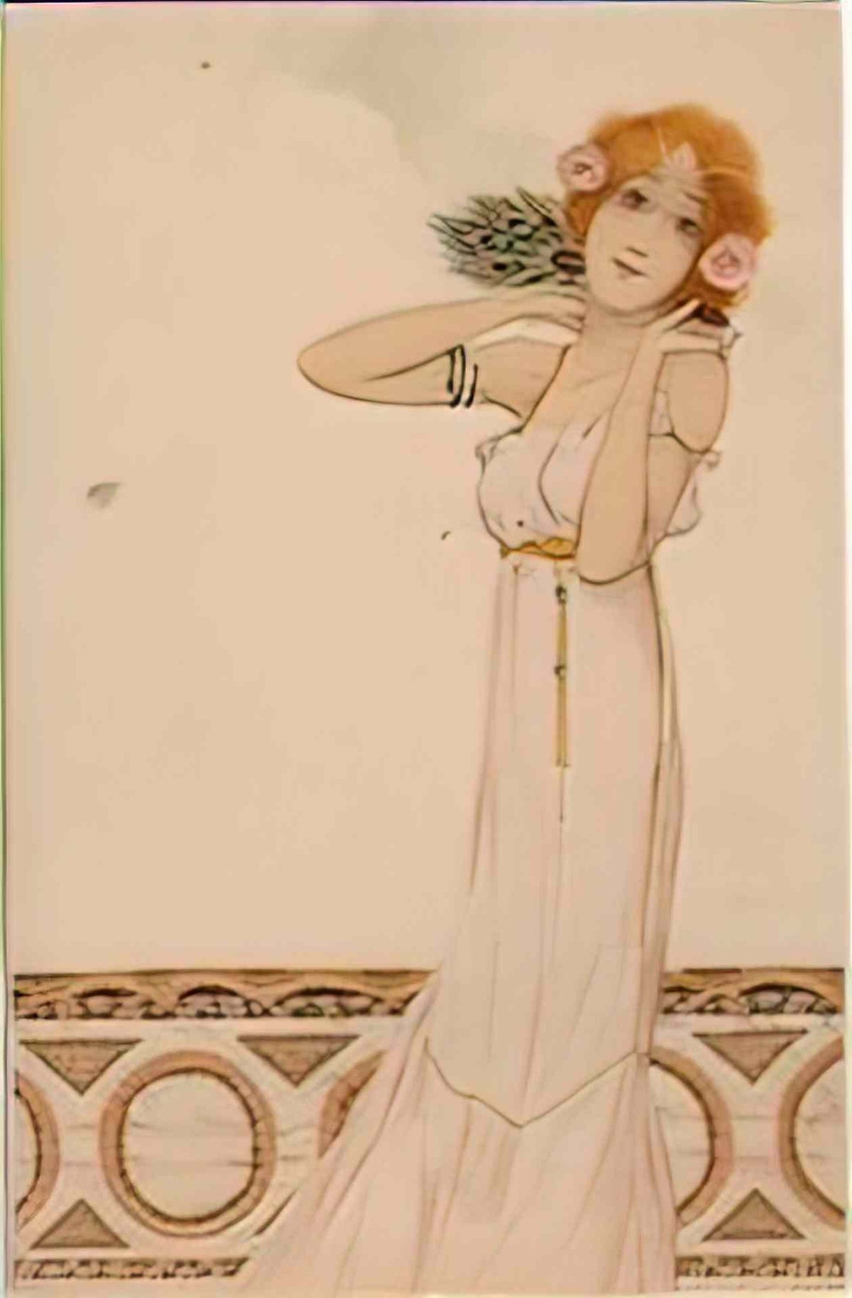 Raphael Kirchner girls with flowers at feet 1902 1 Art A4 Photo Print
