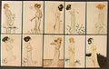 Raphael Kirchner girls with flowers at feet 1902 Art A4 Photo Print