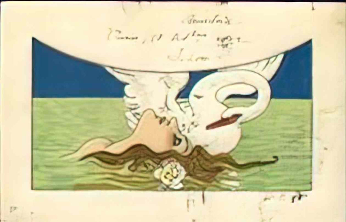 Raphael Kirchner leda and the swan 4 Art A4 Photo Print