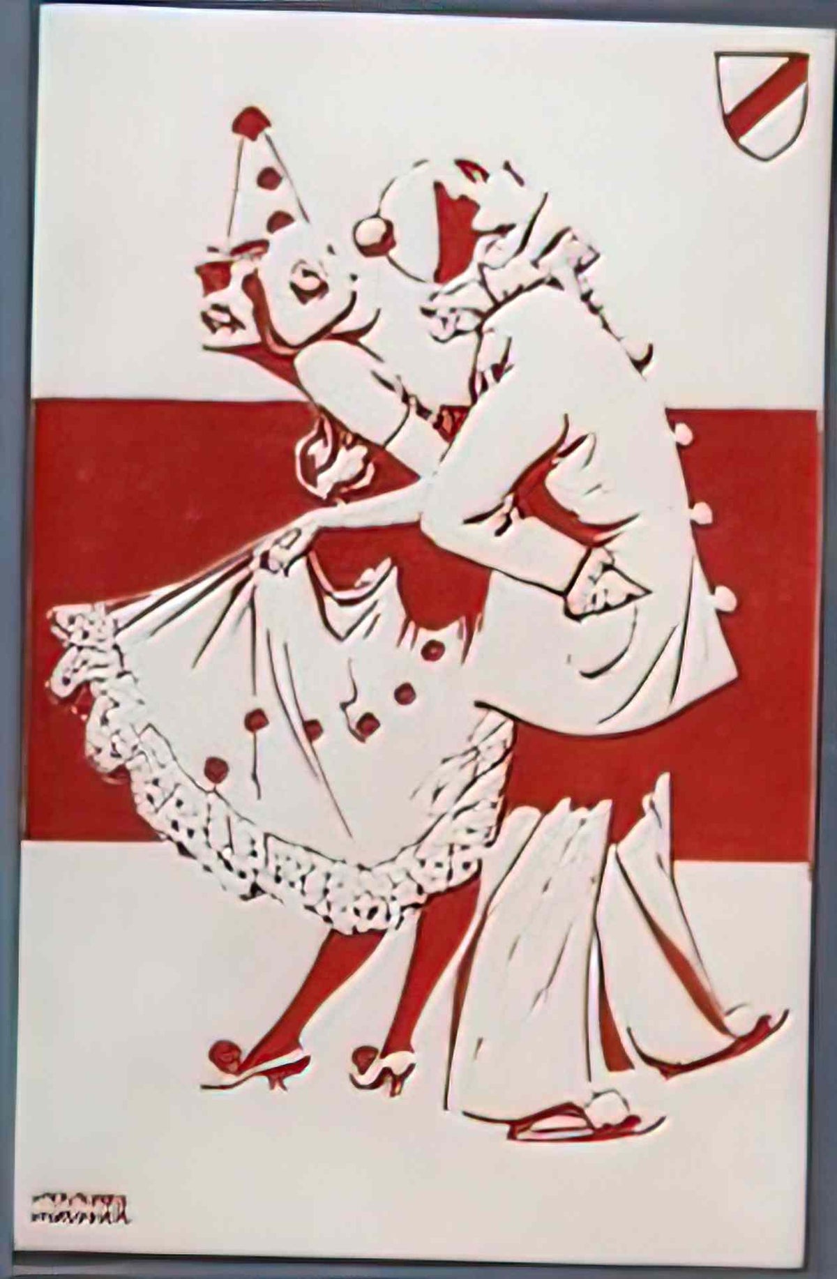 Raphael Kirchner red and white figures and small shield Art A4 Photo Print
