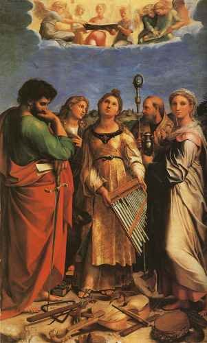 Raphael Raphael St Cecilia with Sts Paul John Evangelists Augustine and Mary Magdalene A4 Photo Print