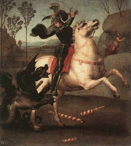 Raphael St George Fighting The Dragon A4 Photo Print