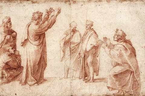 Raphael Study For St Paul Preaching In Athens A4 Photo Print