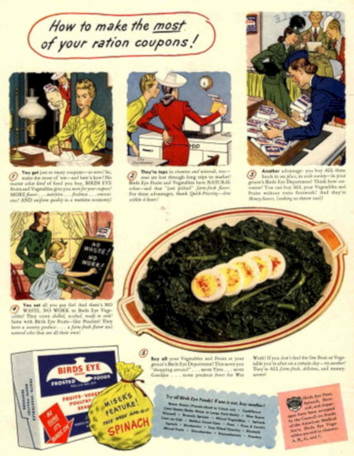 Ration Coupons Birds 1940s Vintage Retro Advert Poster