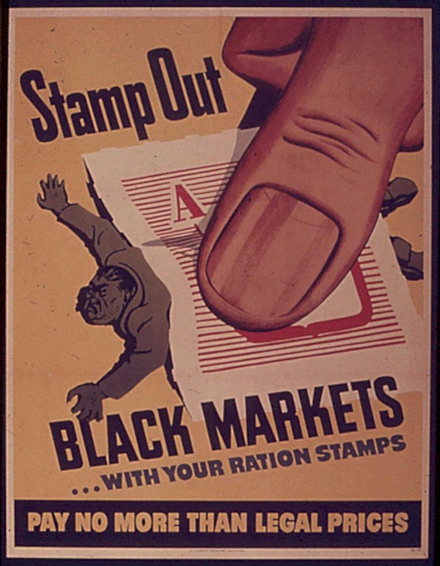 Ration Stamp Black Vintage Retro Advert Poster A4 Photo Print