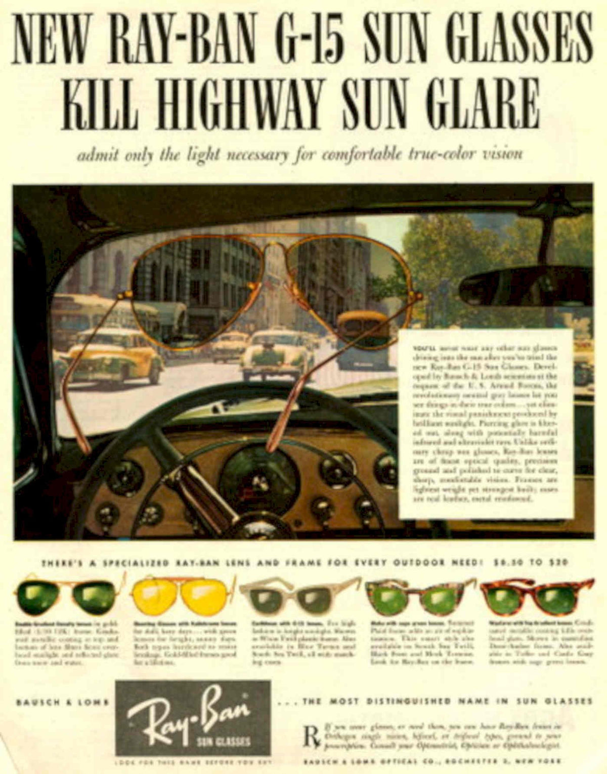 Rayban G15 Glasses 2 1950s Vintage Retro Advert Poster
