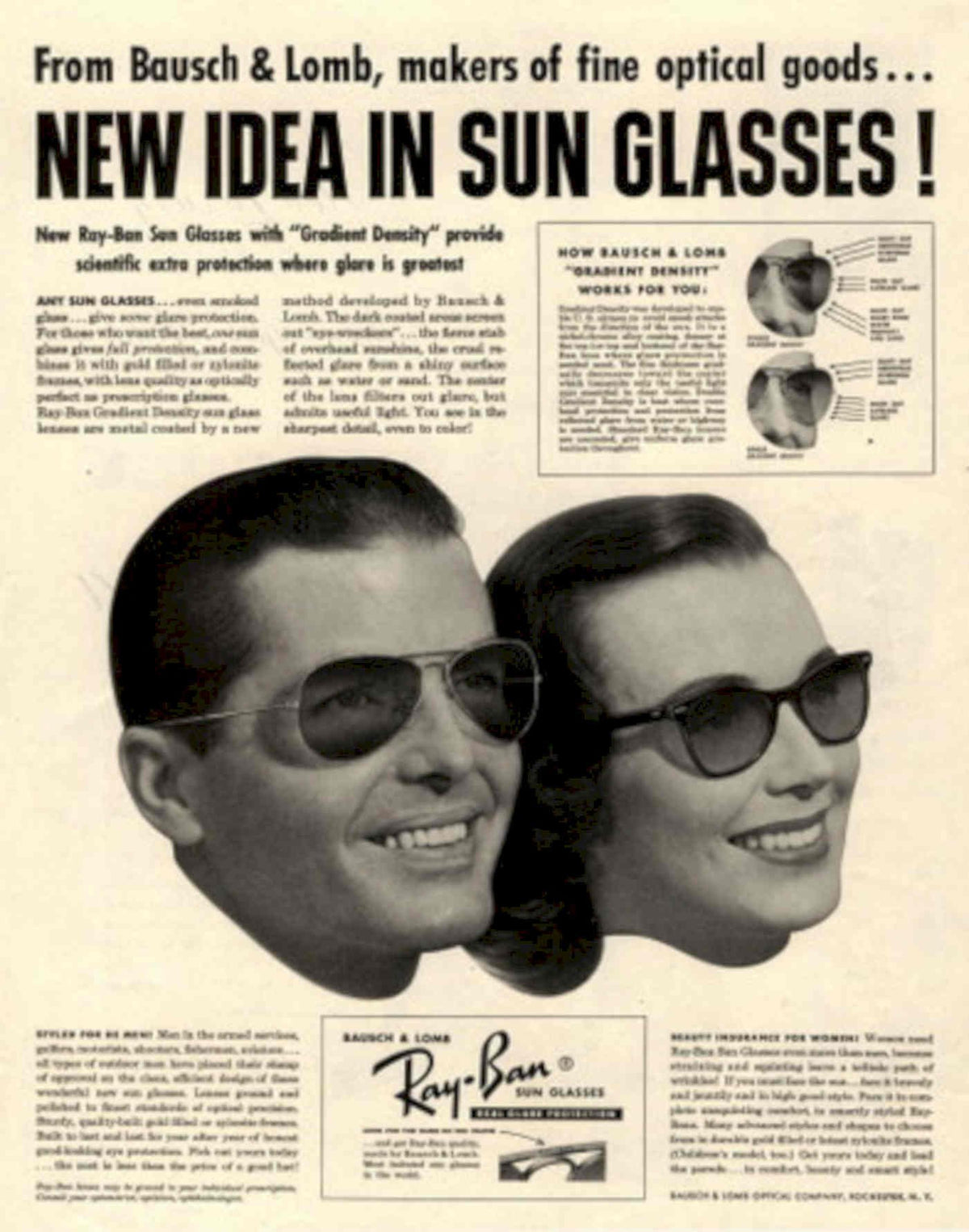 Rayban Glasses 1950s 1950s Vintage Retro Advert Poster