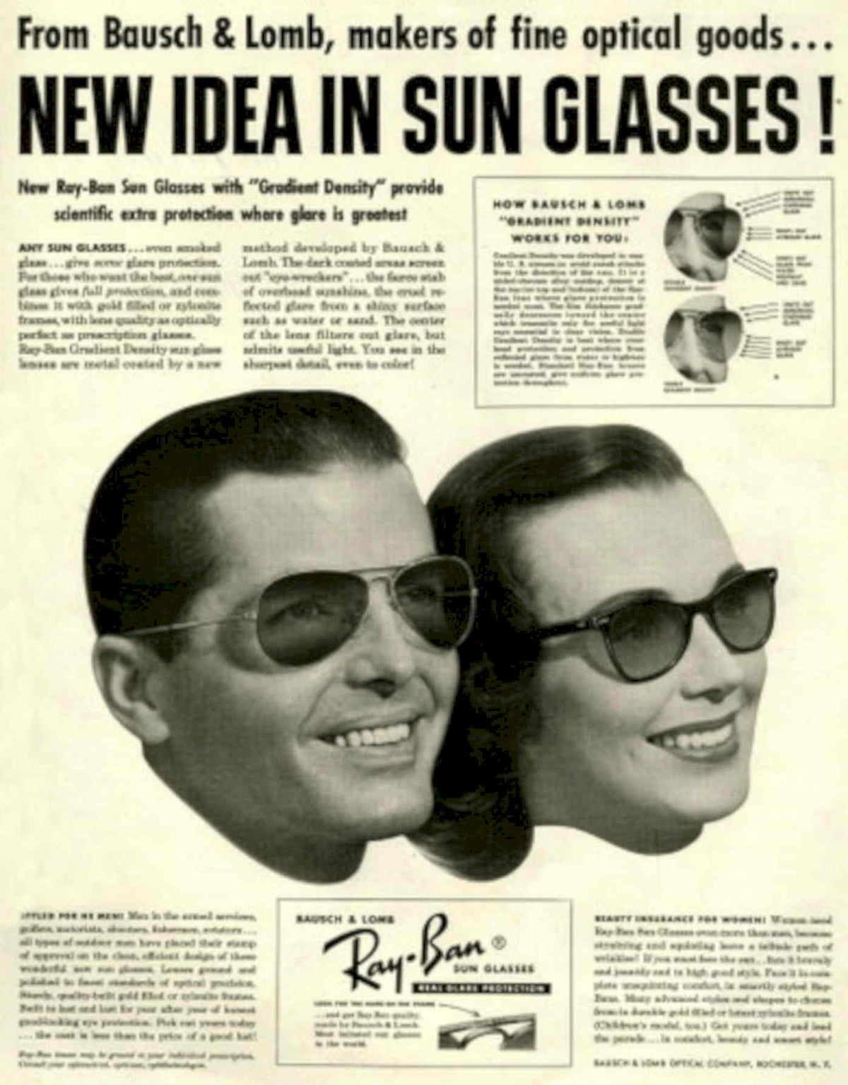 Rayban Sunglasses 1960s 1950s Vintage Retro Advert Poster