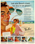 Rayban Sunglasses Beach 3 1950s Vintage Retro Advert Poster