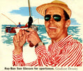 Rayban Sunglasses Fisherman 1950s Vintage Retro Advert Poster