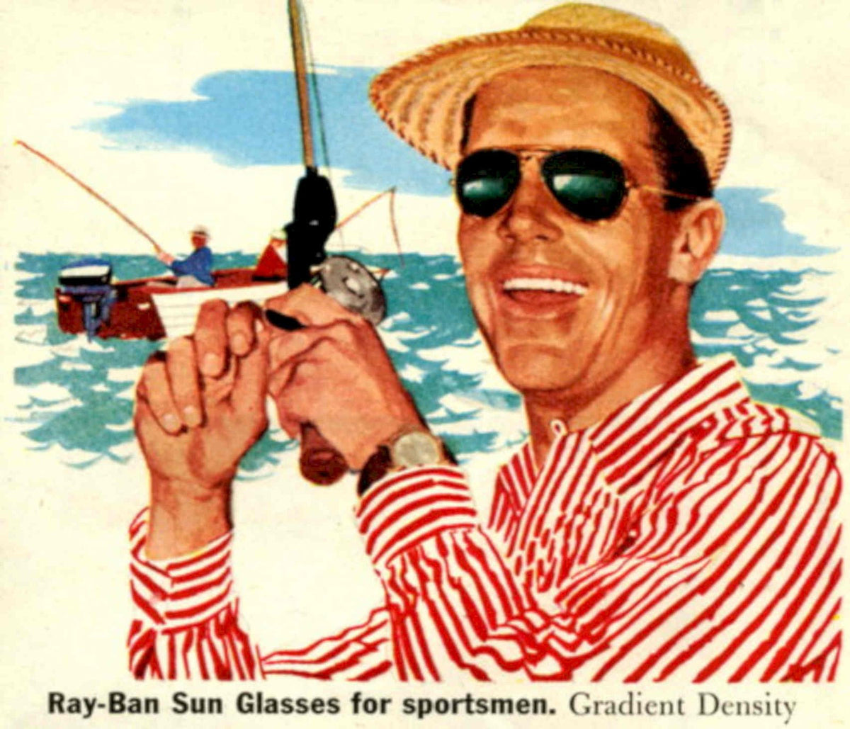 Rayban Sunglasses Fisherman 1950s Vintage Retro Advert Poster