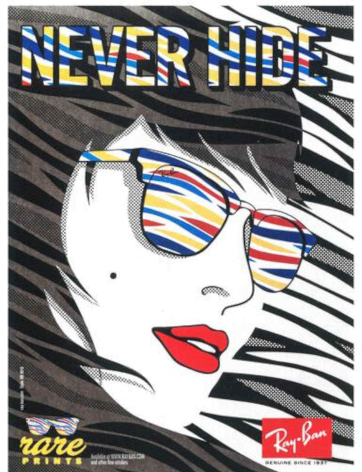 Rayban Zebra Neverhide Vintage Retro Advert Poster A4 Photo Print