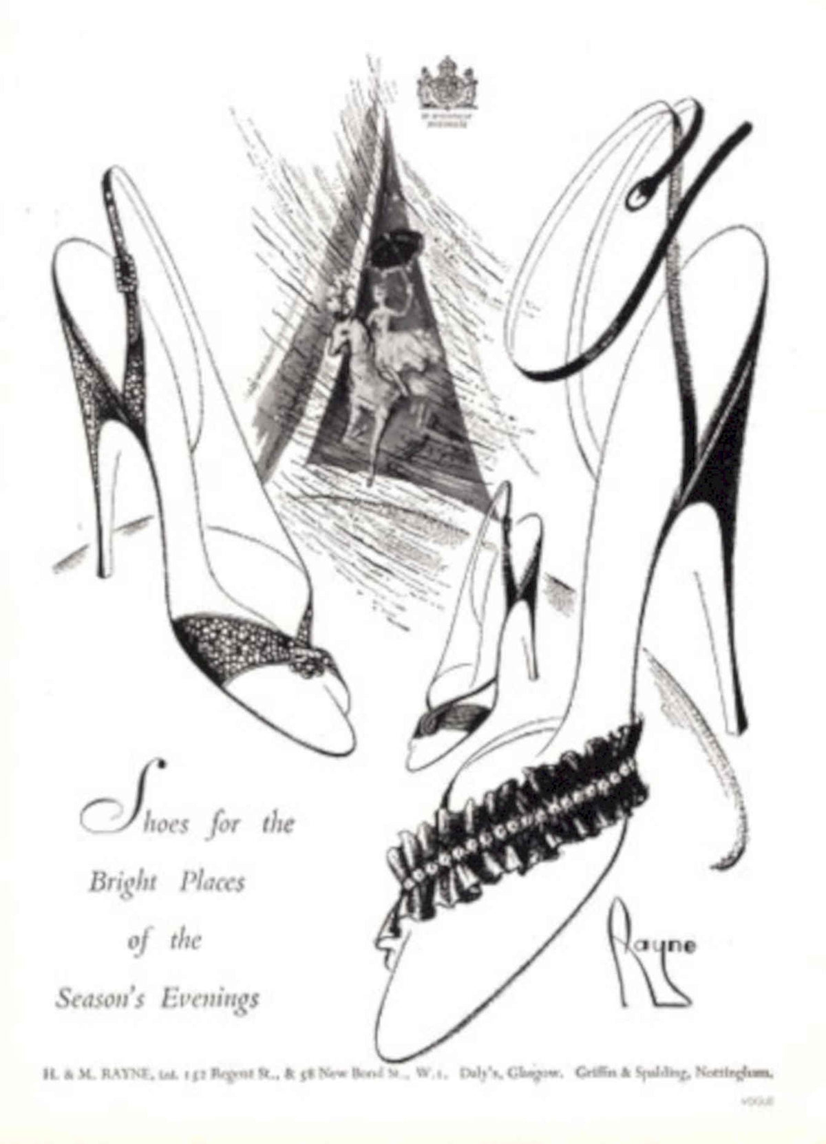 Rayne Shoes Vogue 1950s Vintage Retro Advert Poster