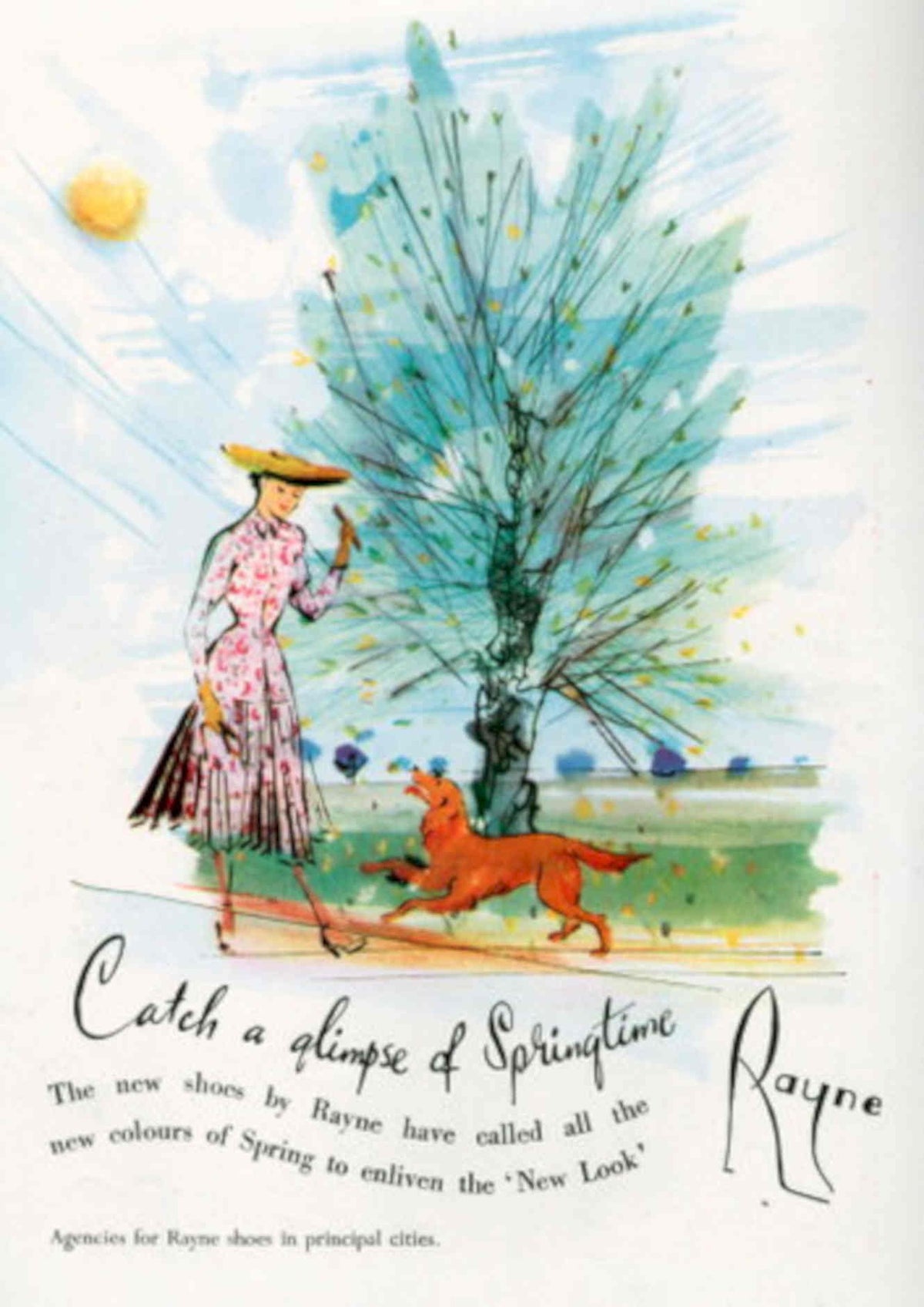 Rayne Springtime Shoes 1940s Vintage Retro Advert Poster