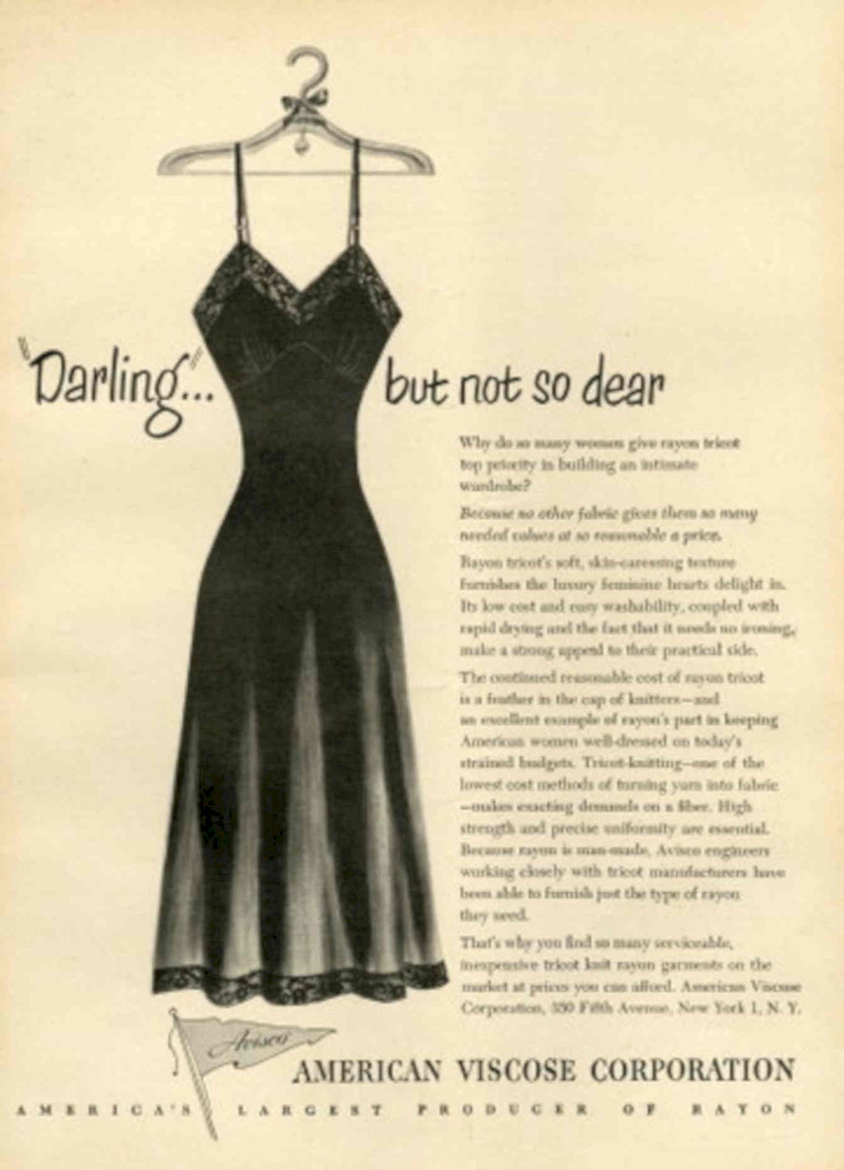 Rayon Nightgown Viscose 1940s Vintage Retro Advert Poster