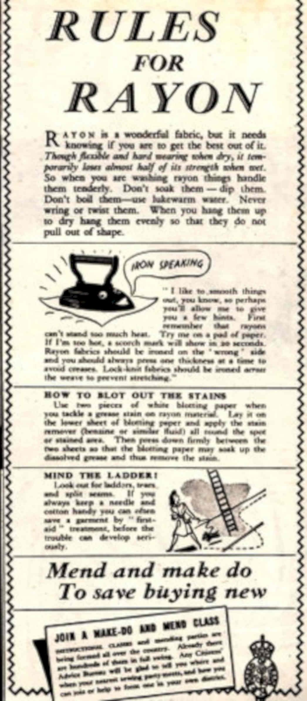 Rayon Rules Sewing 1940s Vintage Retro Advert Poster
