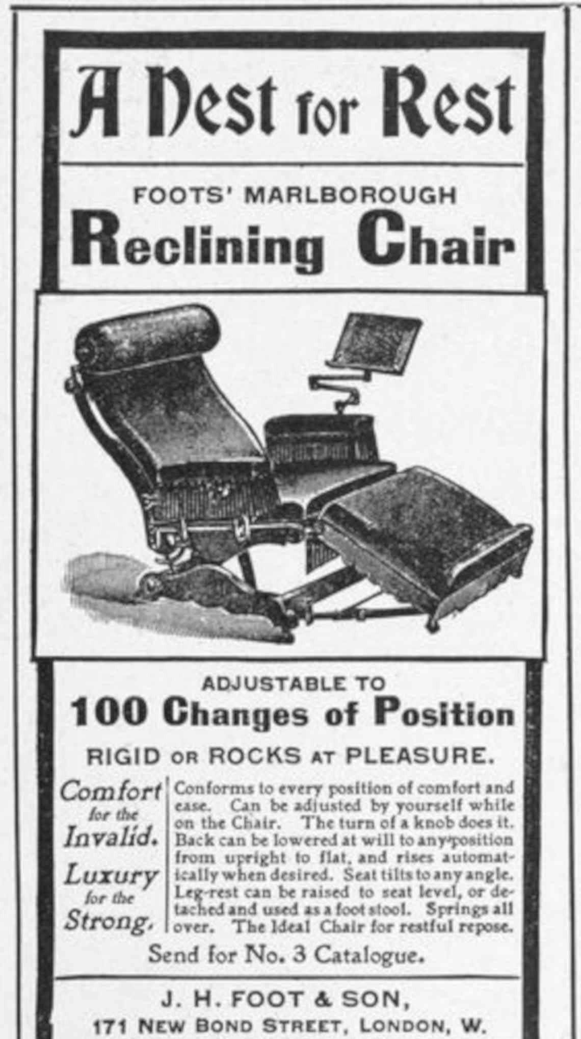 Reclining Chair Foots Vintage Retro Advert Poster A4 Photo Print