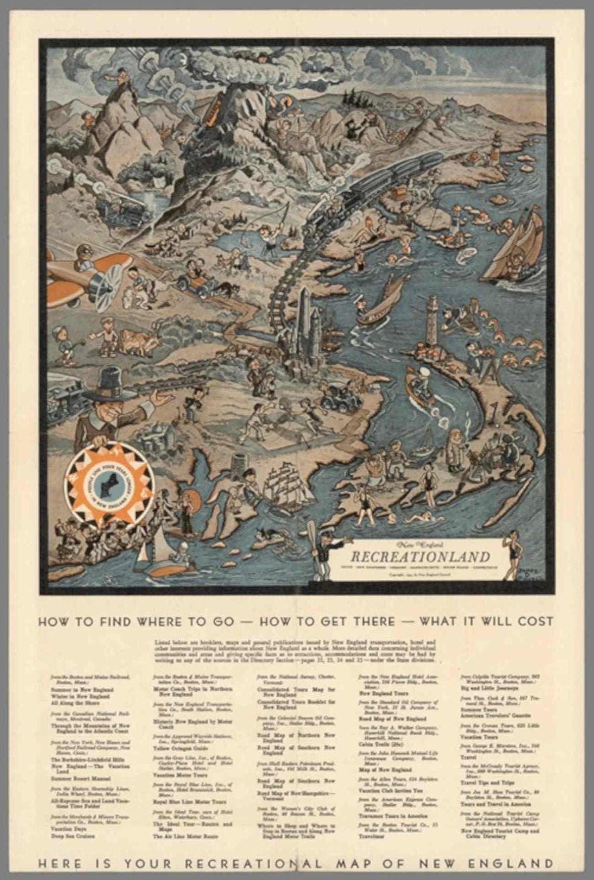 Recreationland Map Ships Vintage Retro Advert Poster