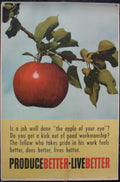 Red Apple Job Vintage Retro Advert Ads A4 Photo Print