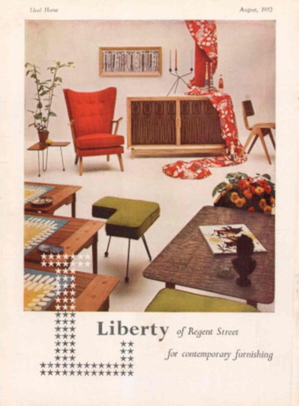 Red Armchair Living 1950s Vintage Retro Advert Poster