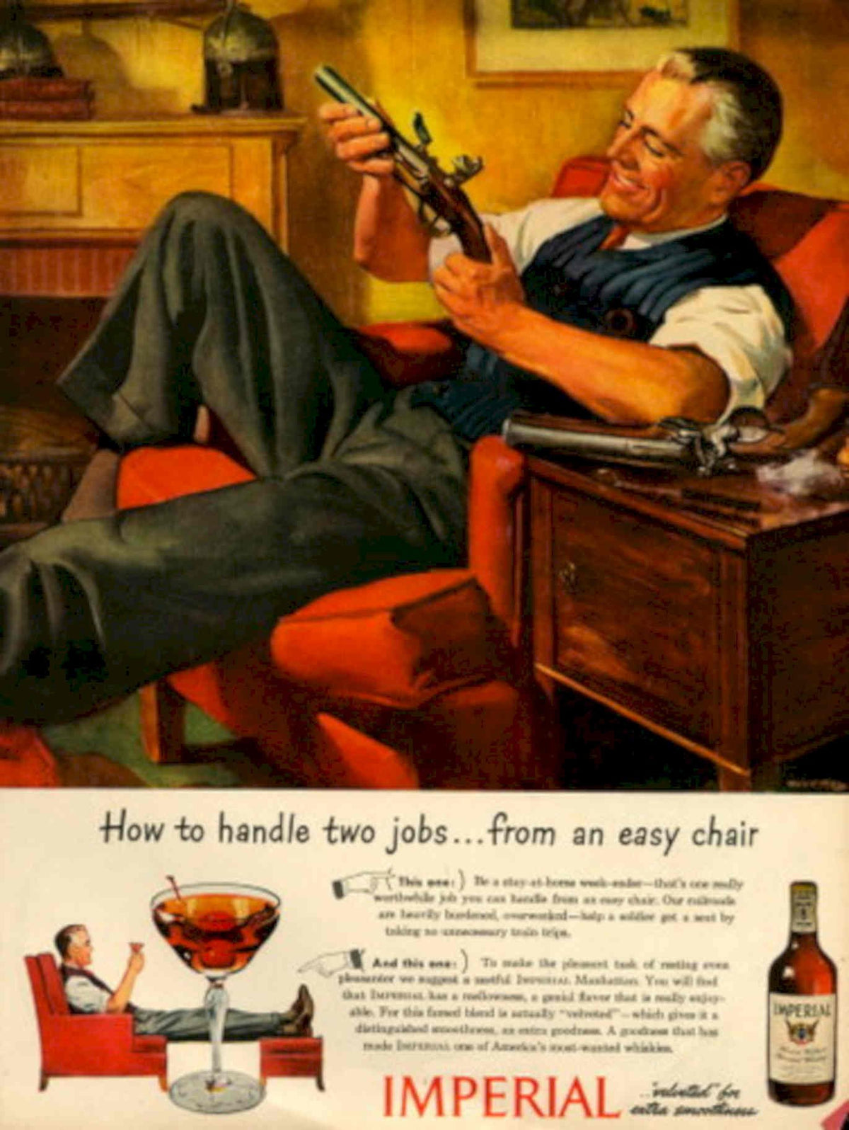 Red Armchair Whiskey 1940s Vintage Retro Advert Poster