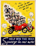 Red Auto War 1940s Vintage Retro Advert Poster