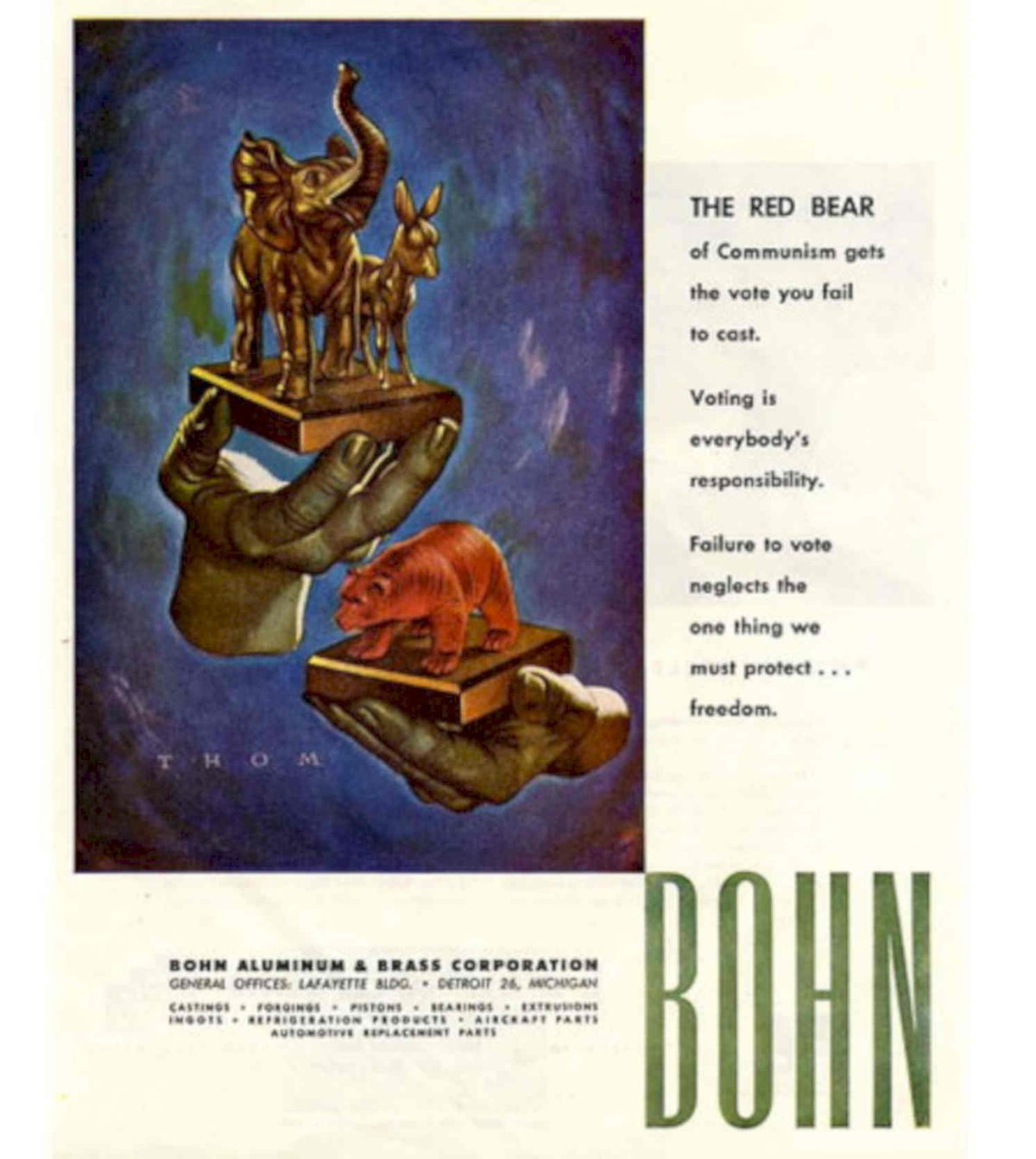 Red Bear Elephant 1950s Vintage Retro Advert Poster