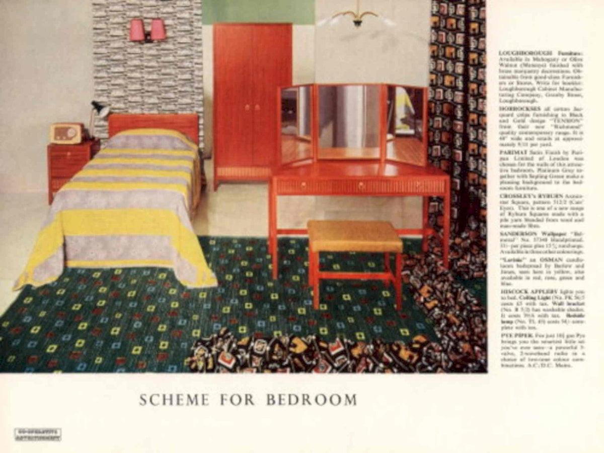 Red Bed Rug 1950s Vintage Retro Advert Poster