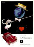 Red Beetle Globe 1950s Vintage Retro Advert Poster