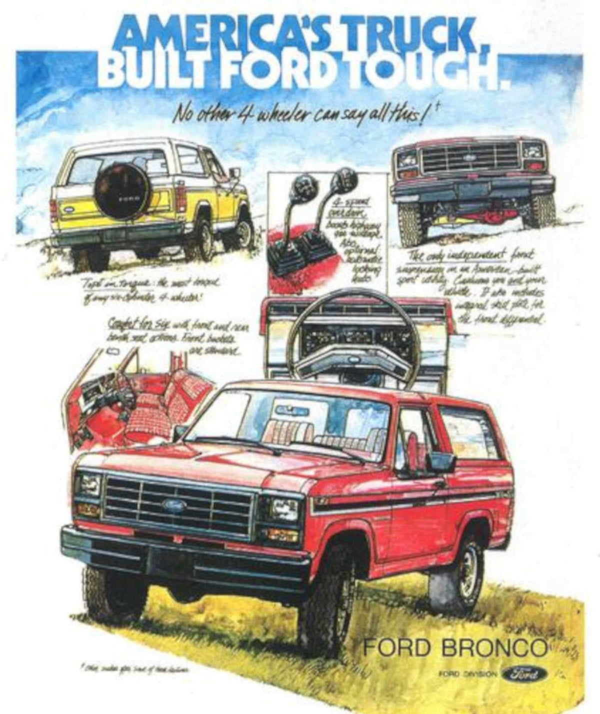 Red Bronco Truck Vintage Retro Advert Poster A4 Photo Print