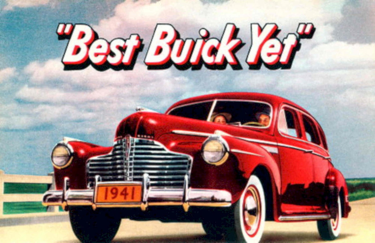 Red Buick 1941 1940s Vintage Retro Advert Poster