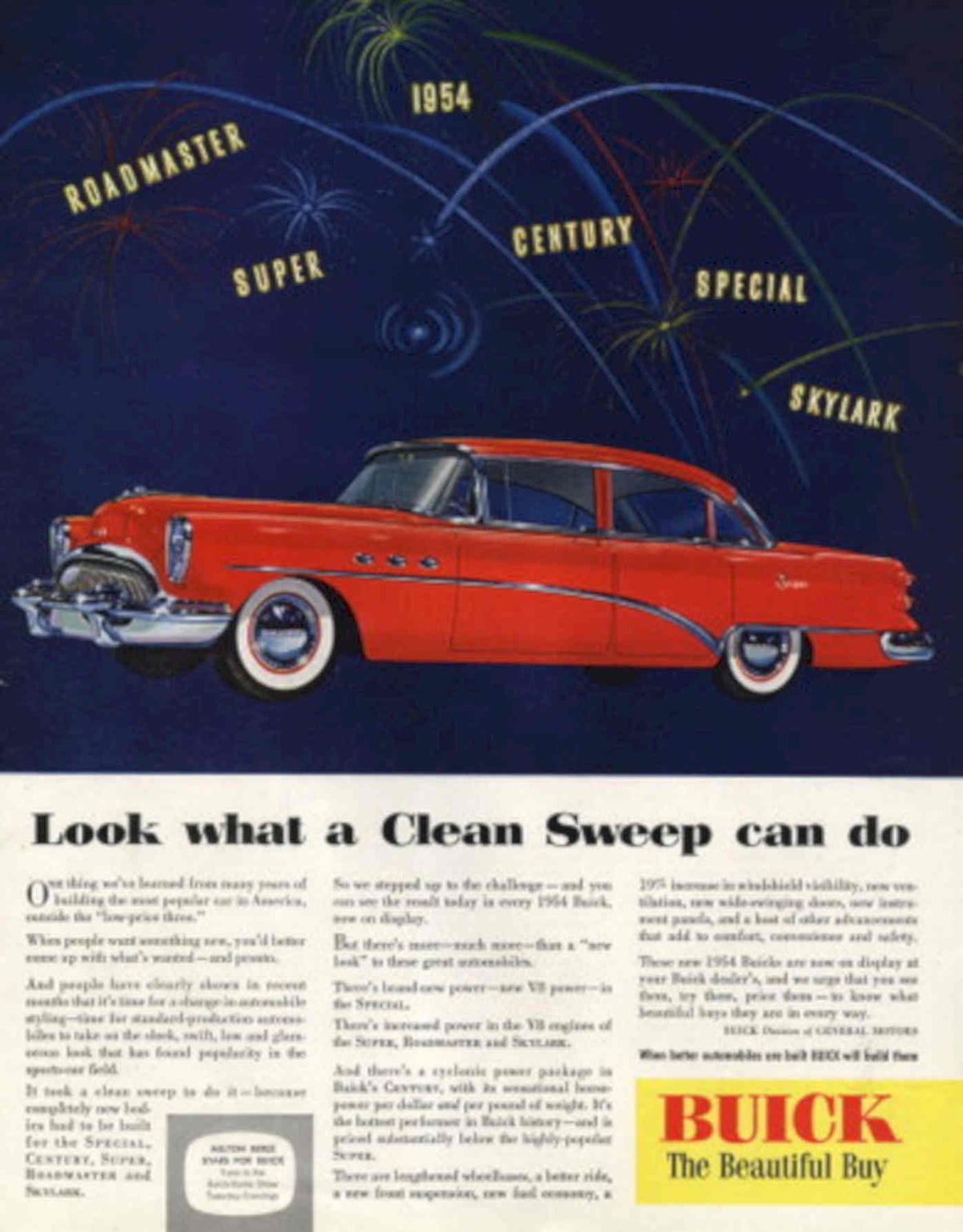 Red Buick Special 1950s Vintage Retro Advert Poster