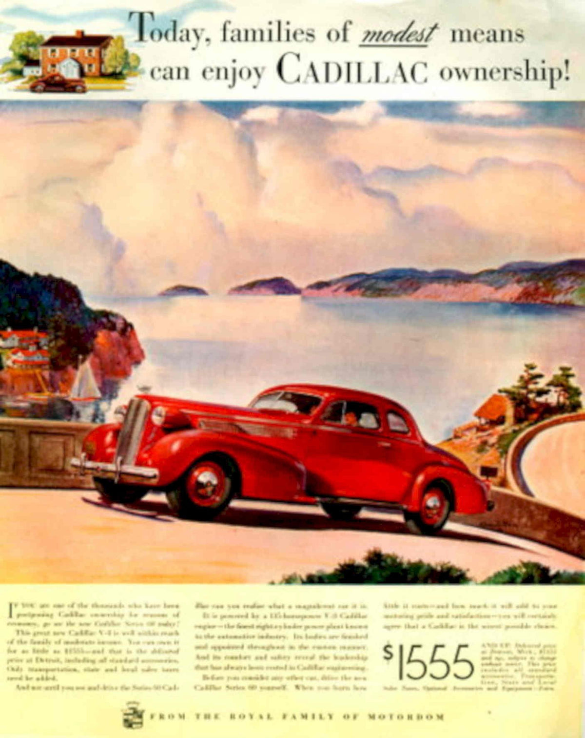 Red Cadillac Series62 1930s Vintage Retro Advert Poster