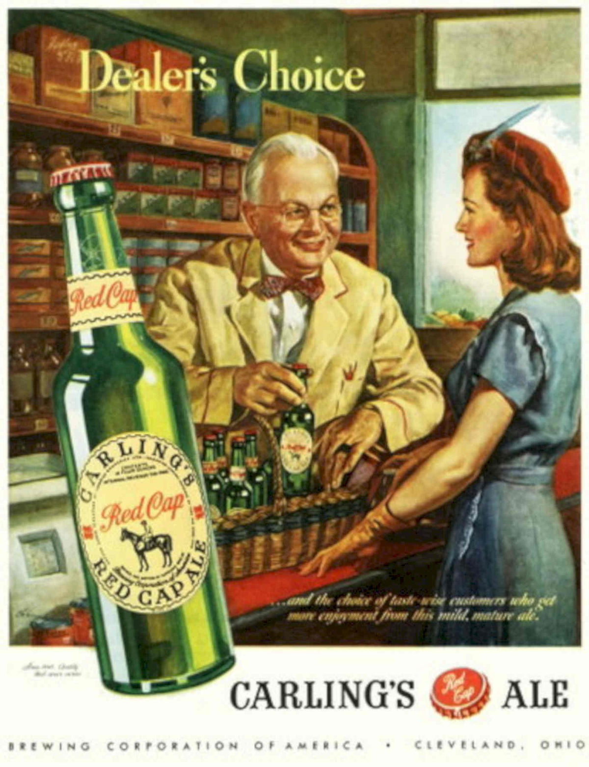 Red Cap Ale 1940s Vintage Retro Advert Poster