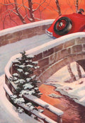 Red Car Bridge 1930s Vintage Retro Advert Poster
