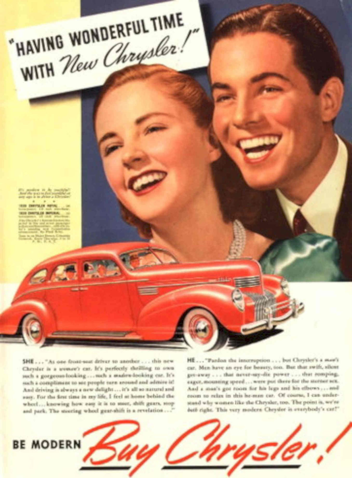 Red Chrysler Trip 1930s Vintage Retro Advert Poster