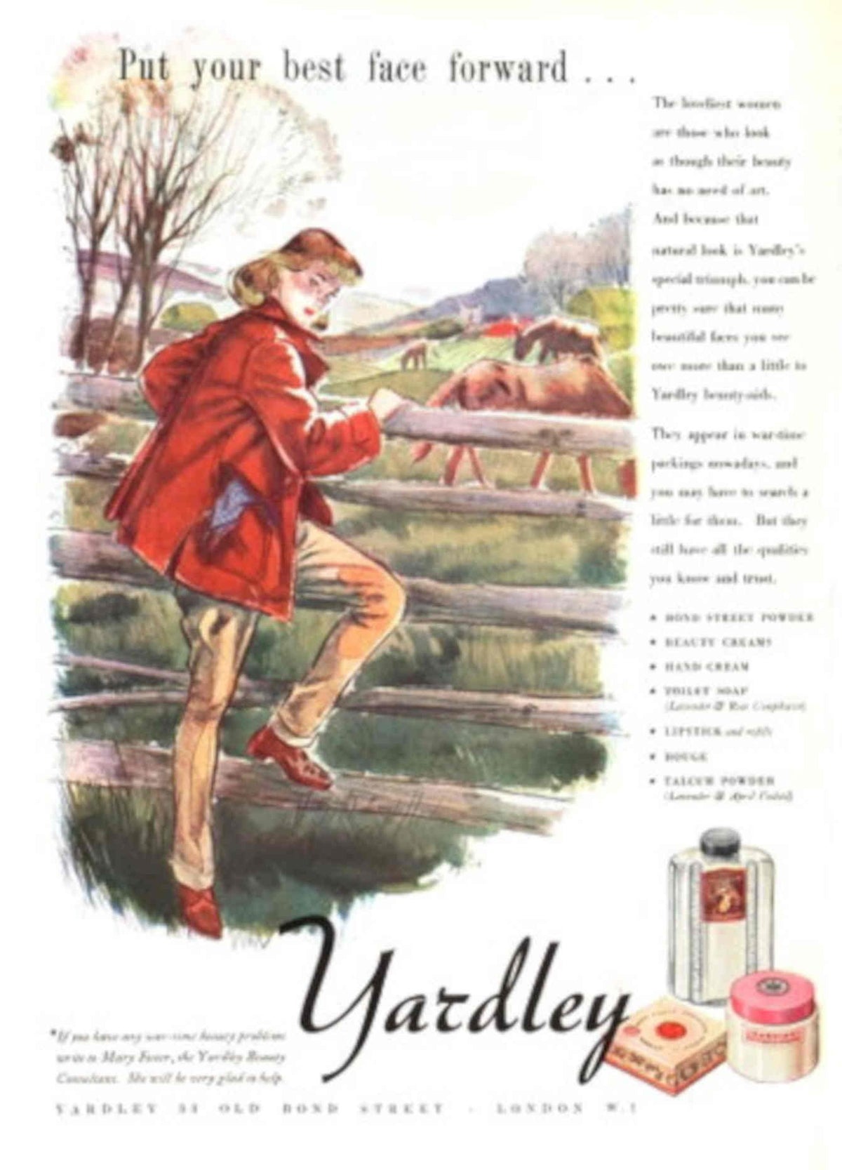 Red Coat Fence 1950s Vintage Retro Advert Poster
