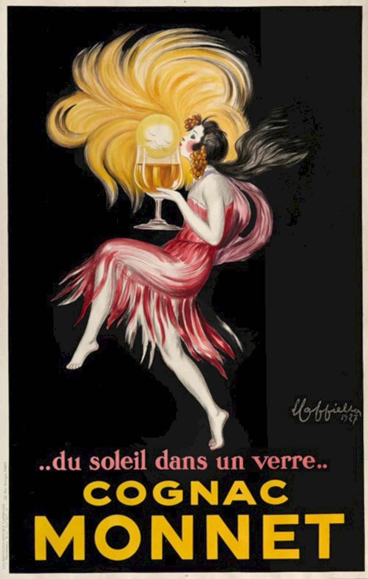 Red Cognac Monnet Vintage Retro Advert Poster