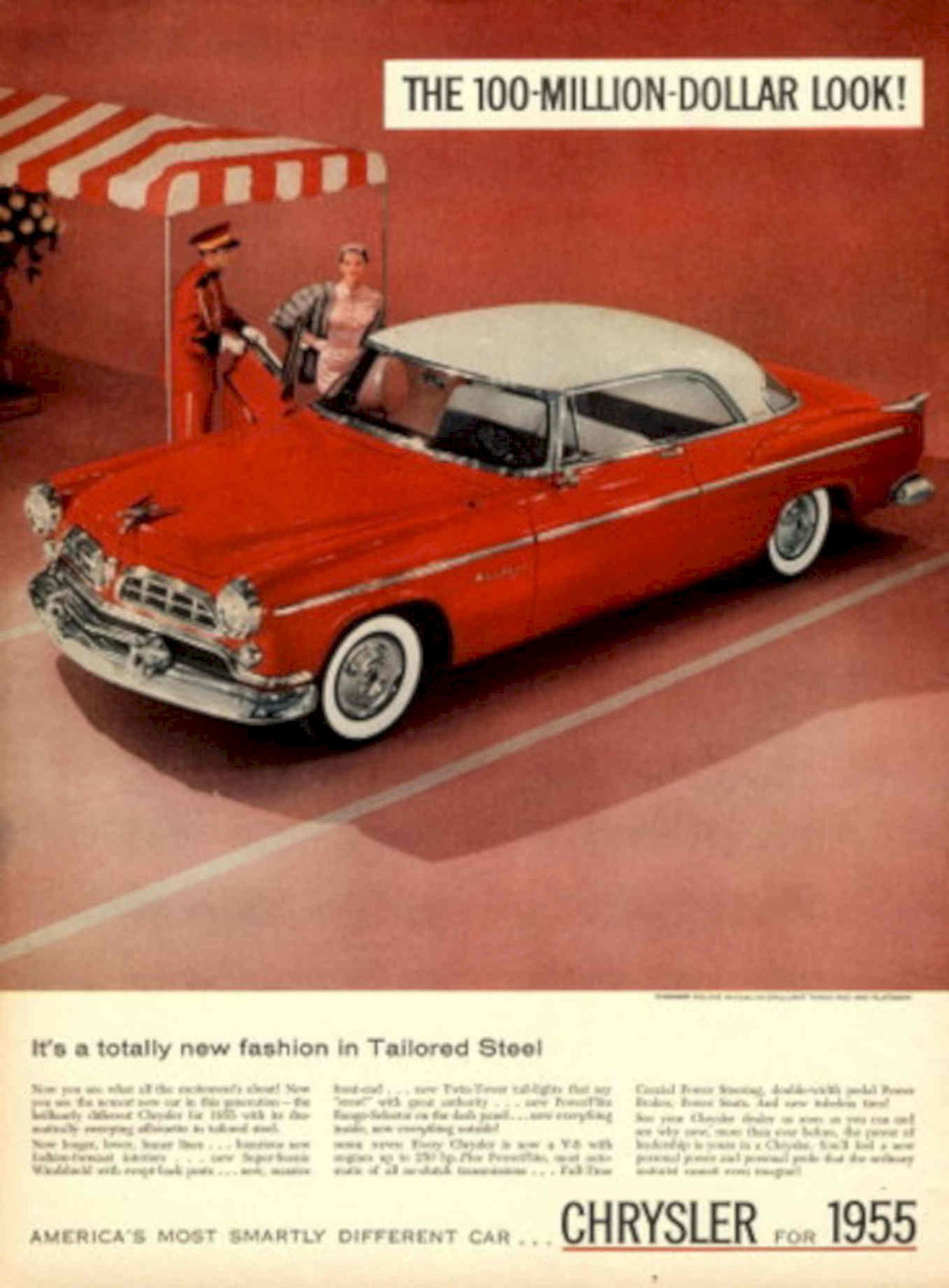 Red Convertible 1955 1950s Vintage Retro Advert Poster