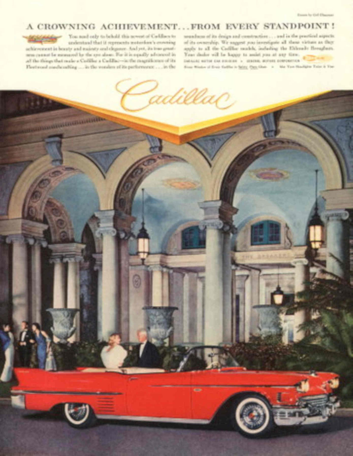 Red Convertible Cadillac 1950s Vintage Retro Advert Poster