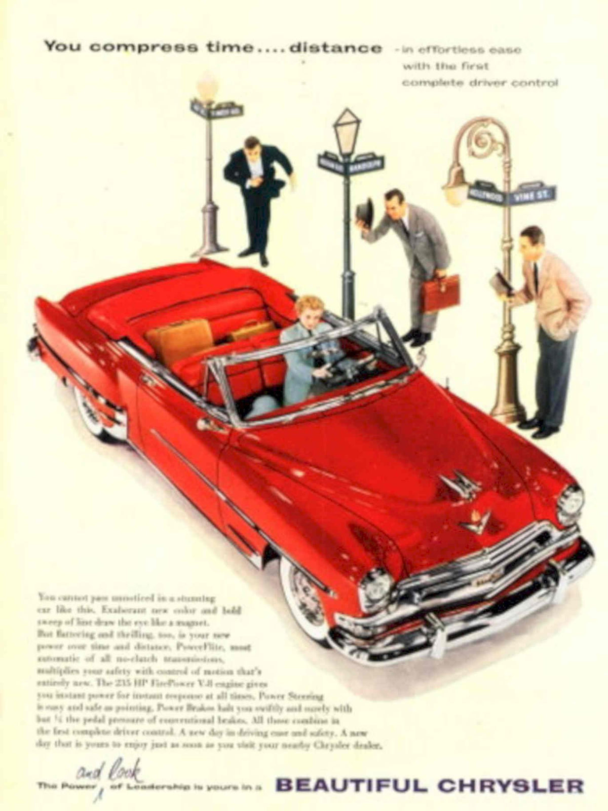 Red Convertible Chrysler 1950s Vintage Retro Advert Poster