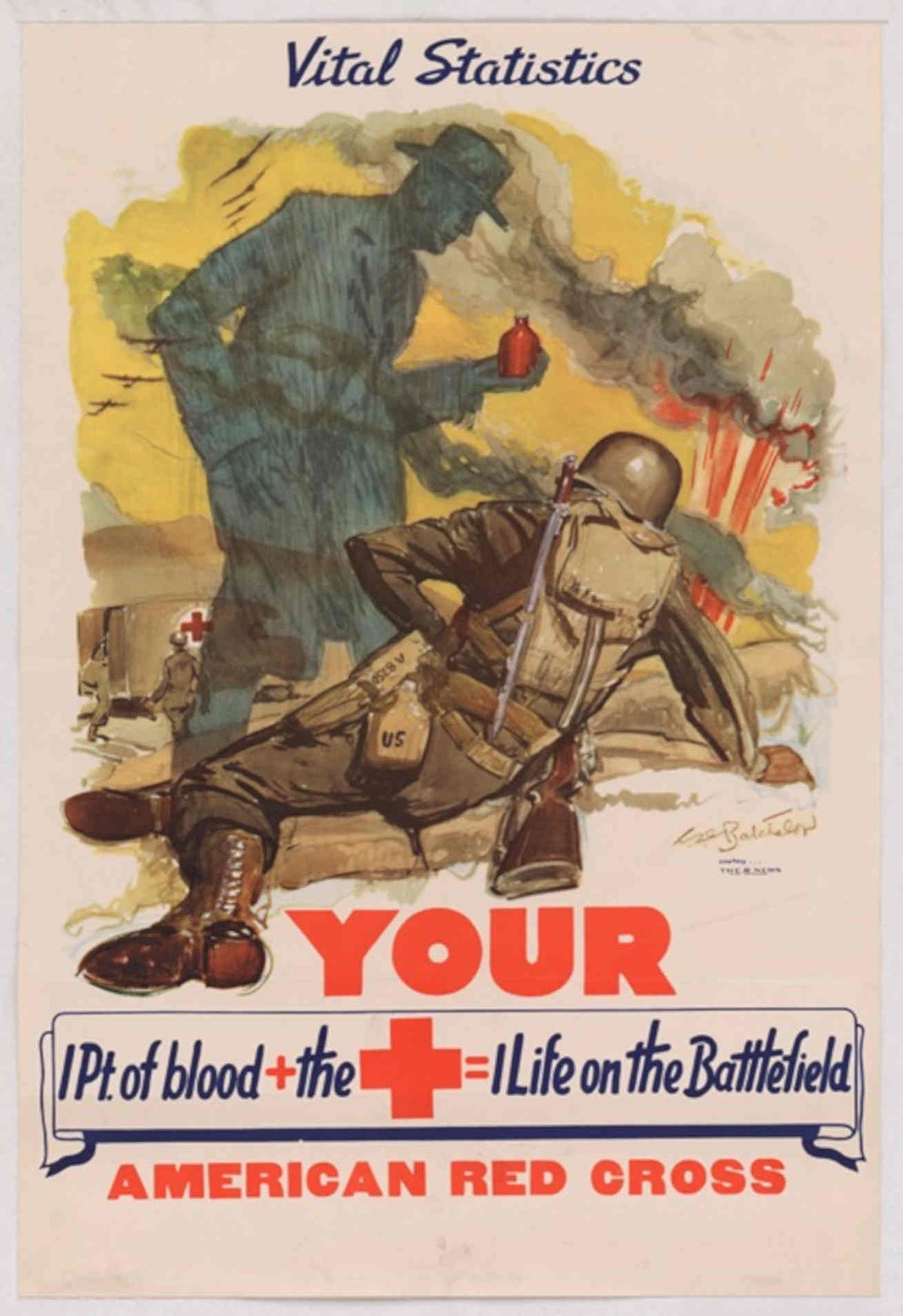 Red Cross Battlefield American World War II Advert Poster