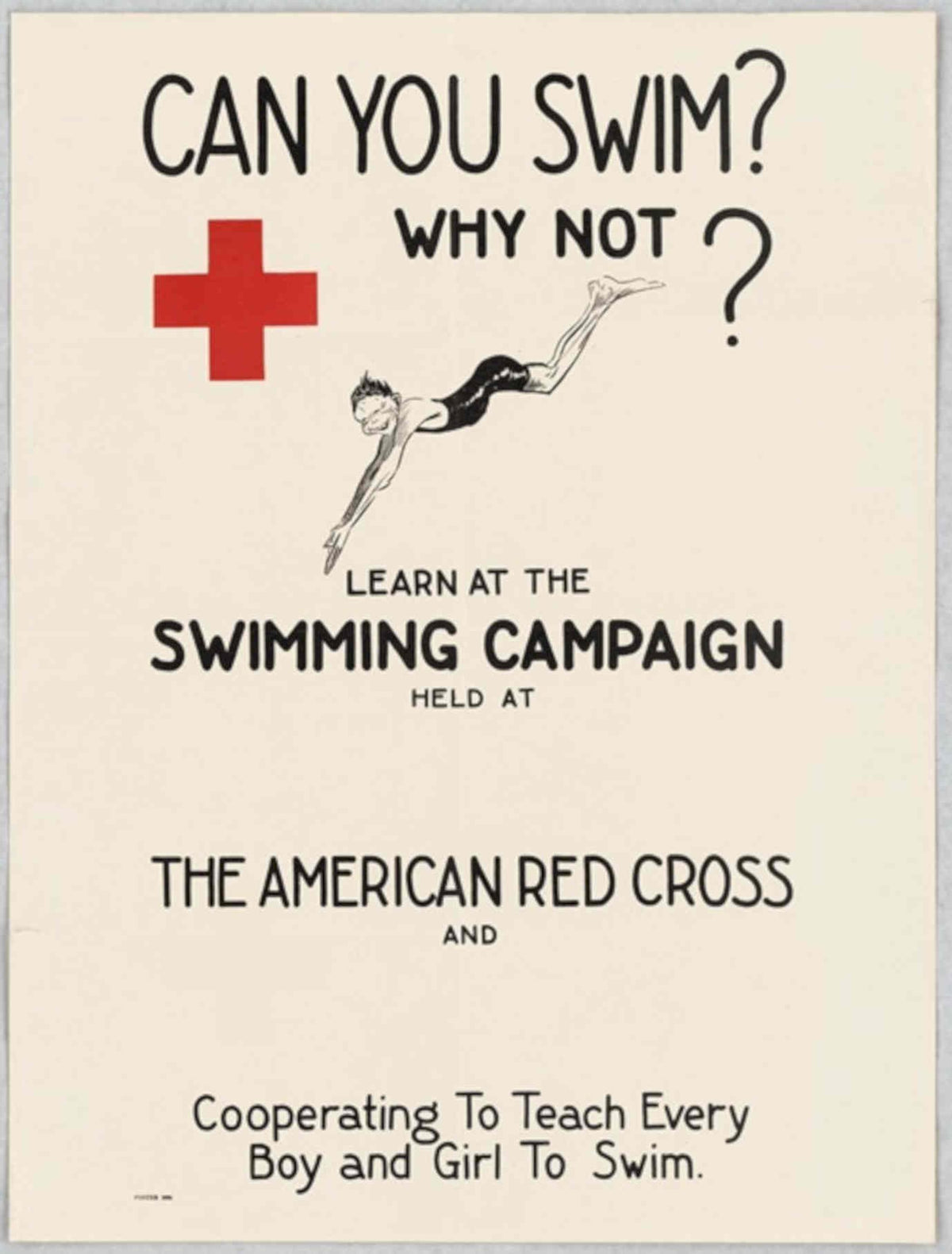 Red Cross Swim American World War II Advert Poster