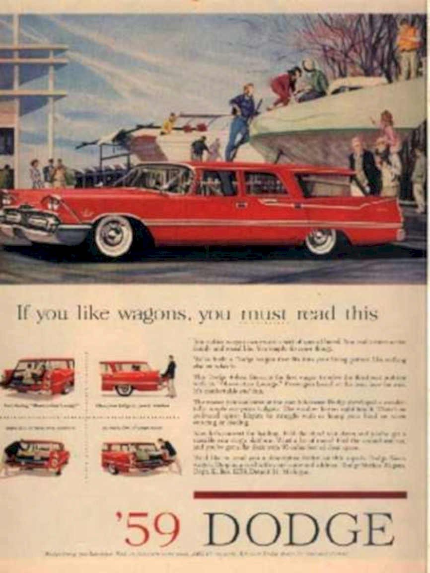Red Dodge Wagon Vintage Retro Advert Ads A4 Photo Print