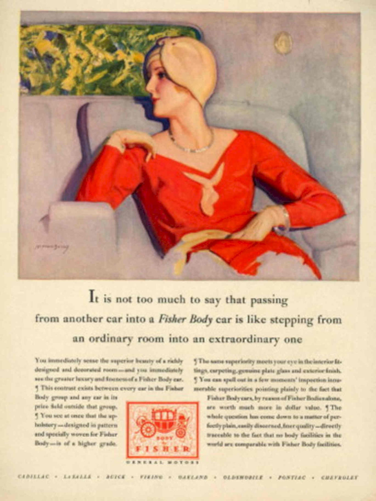 Red Fisher Buick 1930s Vintage Retro Advert Poster