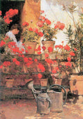 Red Geraniums Hassam Impressionism American A4 Photo Print