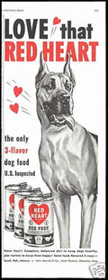 Red Heart Dog Vintage Retro Advert Ads A4 Photo Print